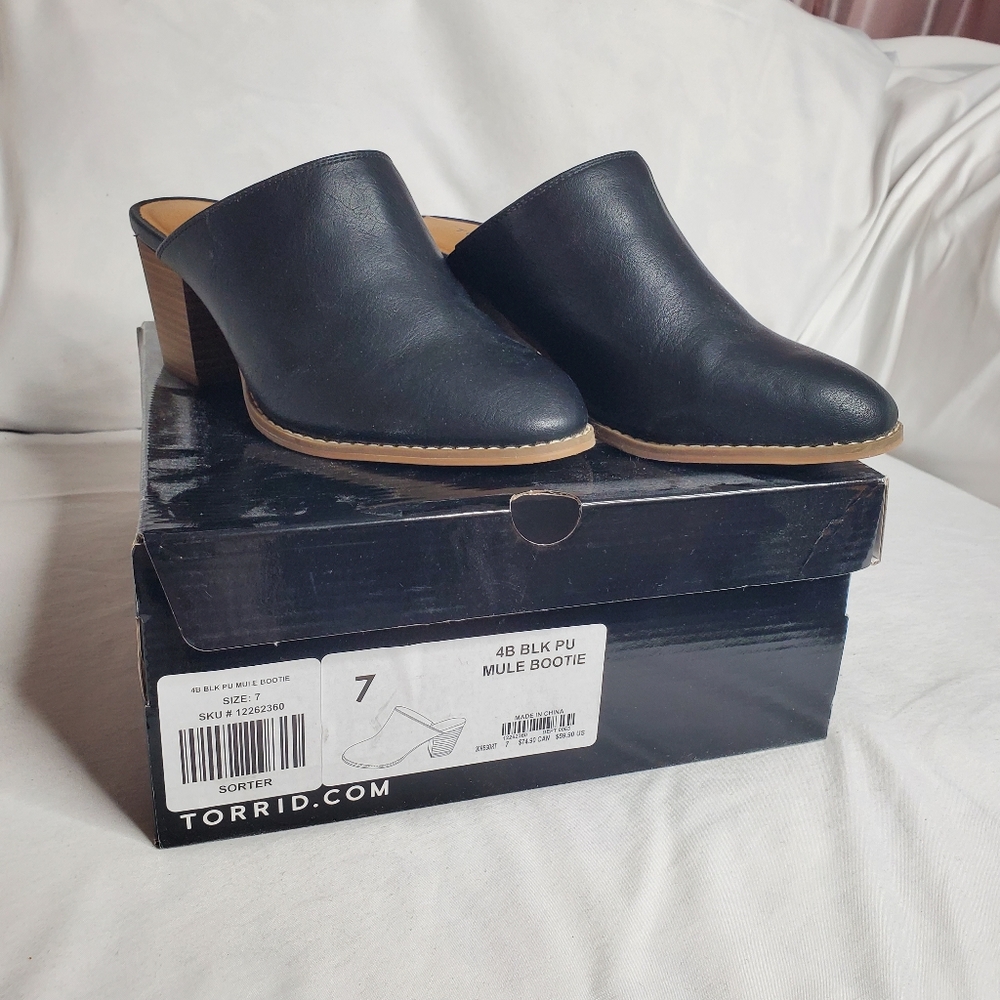 Torrid mules with stacked heel